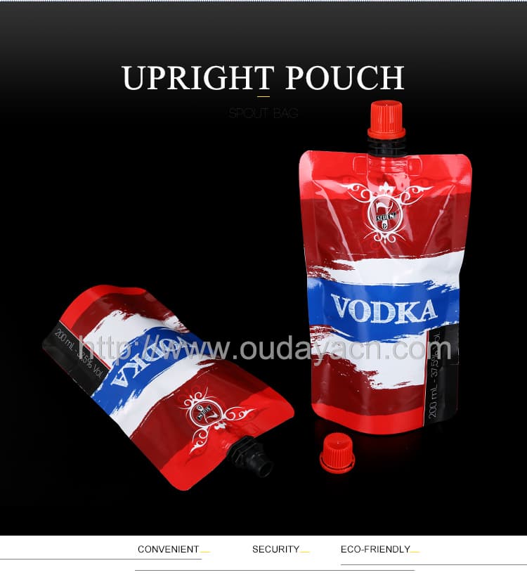 200ml  vodka stand up spout pouch with spill_proof cap